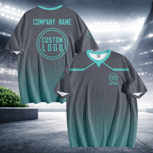 009 Custom Logo Dark Grey Gradient T-Shirt | Personalized Team Shirt | Company Name Printed Tee
