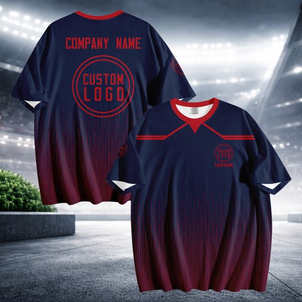 009 Custom Logo Black Red Gradient T-Shirt | Personalized Team Shirt | Company Name Printed Tee