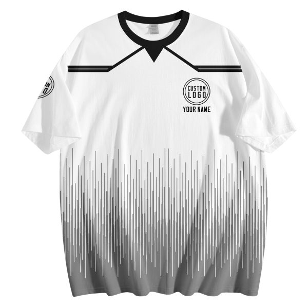 002 Custom Logo White Gradient T-Shirt | Personalized Team Shirt | Company Name Printed Tee