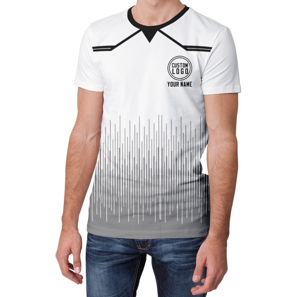 005 Custom Logo White Gradient T-Shirt | Personalized Team Shirt | Company Name Printed Tee