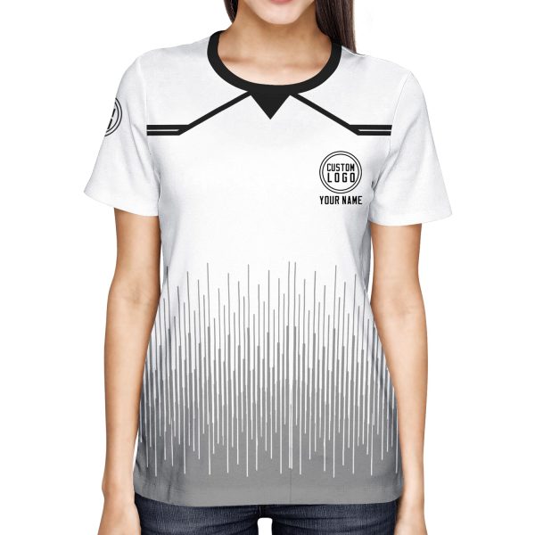 007 Custom Logo White Gradient T-Shirt | Personalized Team Shirt | Company Name Printed Tee