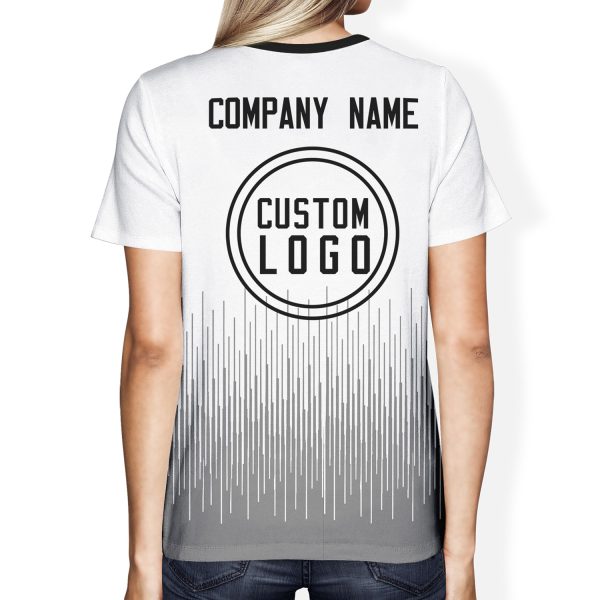 008 Custom Logo White Gradient T-Shirt | Personalized Team Shirt | Company Name Printed Tee