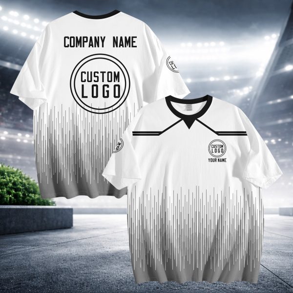 009 Custom Logo White Gradient T-Shirt | Personalized Team Shirt | Company Name Printed Tee