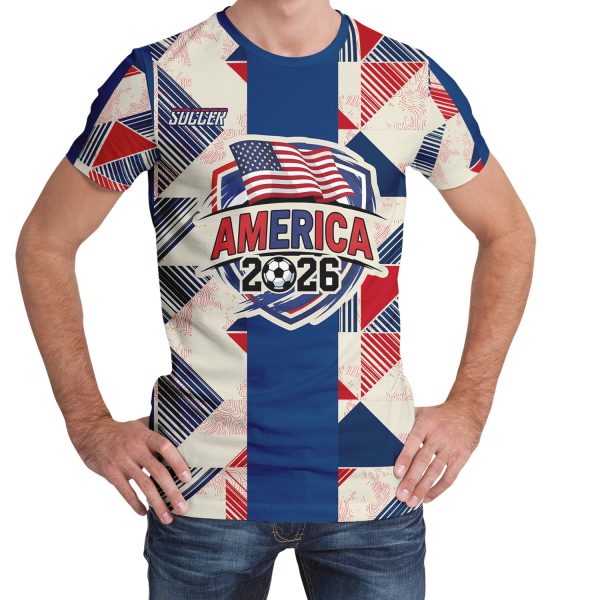 004 America 2026 Soccer T-Shirt | Custom Name & Number Jersey Tee | Personalized Sports Shirt