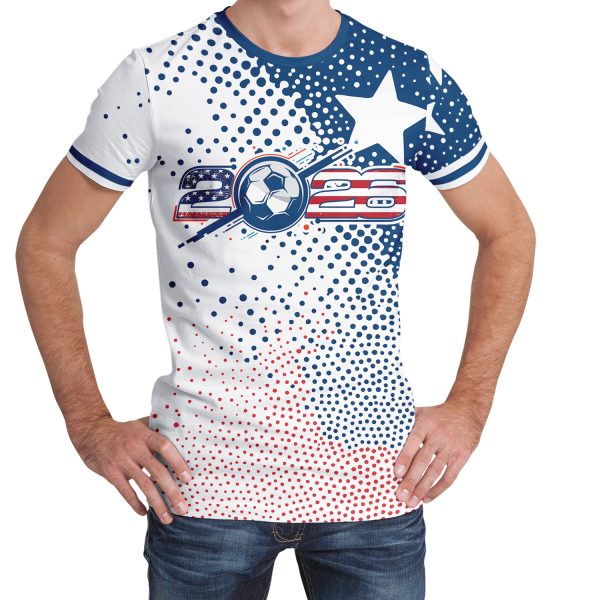 004 2026 USA Soccer T-Shirt | Custom Name & Number Tee | American Flag Style Sports Shirt