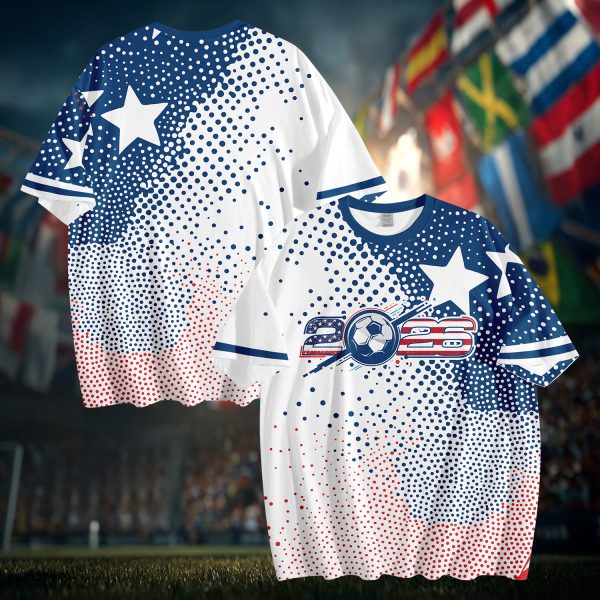 009 2026 USA Soccer T-Shirt | Custom Name & Number Tee | American Flag Style Sports Shirt