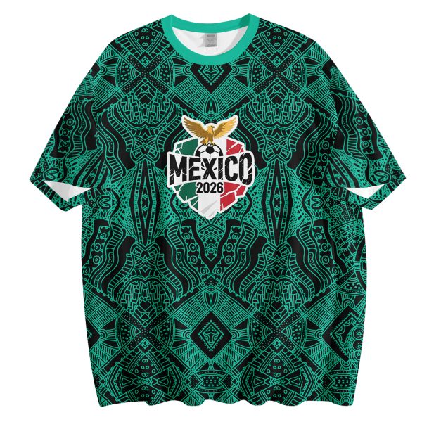 002 Mexico 2026 Soccer T-Shirt | Custom Name & Number Tee | Aztec Style Football Shirt