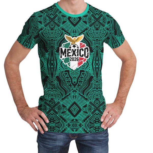 004 Mexico 2026 Soccer T-Shirt | Custom Name & Number Tee | Aztec Style Football Shirt
