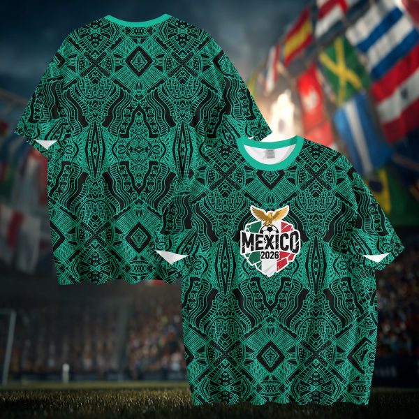 009 Mexico 2026 Soccer T-Shirt | Custom Name & Number Tee | Aztec Style Football Shirt