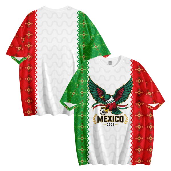 Mexico 2026 Soccer T-Shirt | Custom Name & Number Jersey | Mexican Flag Eagle Football Tee
