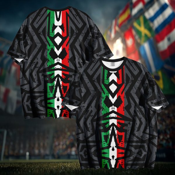 Mexico 2026 Soccer T-Shirt | Custom Name & Number Tee | Black Tribal Style Football Shirt