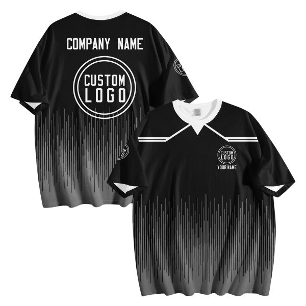 Custom Logo Black Gradient T-Shirt | Personalized Team Shirt | Company Name Printed Tee